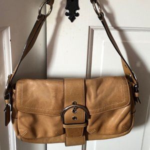 Coach soft brown leather handbag - silver finish